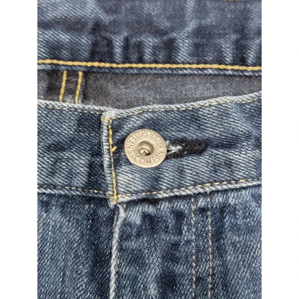 Polo Jeans Co Ralph Lauren Jeans Mens 38x32 (Fits 37x31) Baggy Blue Distress Y2K